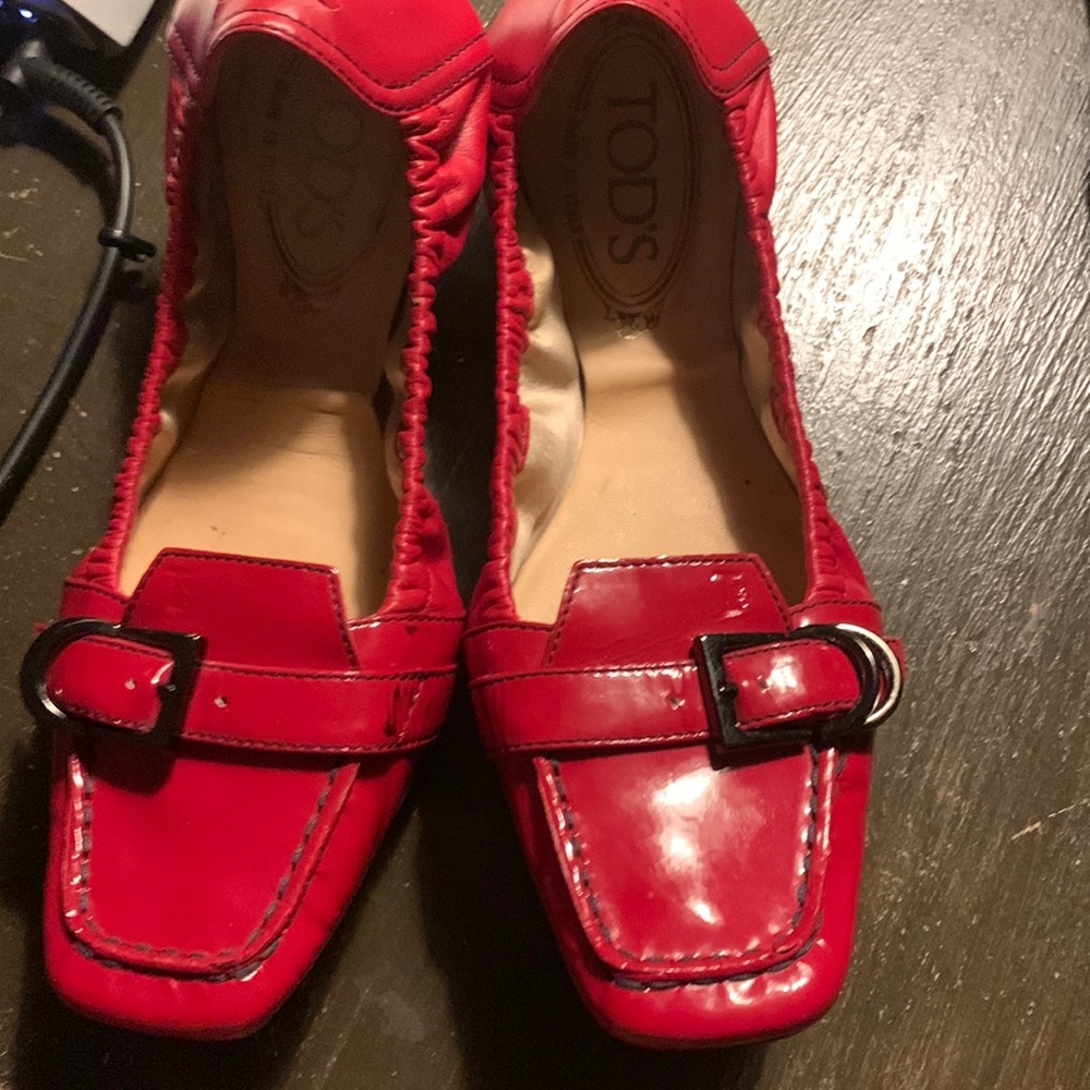 Rods red‎ leather driving shoes. Never worn . 595 retail